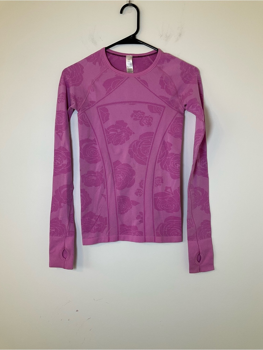 ivivva by Lululemon Pink Floral Seamless Long Sleeve Top Size M